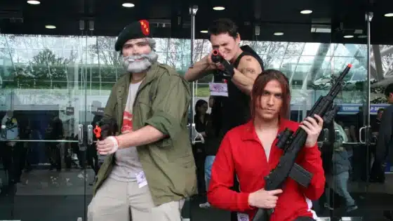 Fans cosplaying Bill, Francis and Zoey from the original Left 4 Dead at WonderCon in 2009