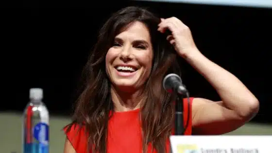 Sandra Bullock smiling at the Gravity panel at San Diego Comic-Con in 2013